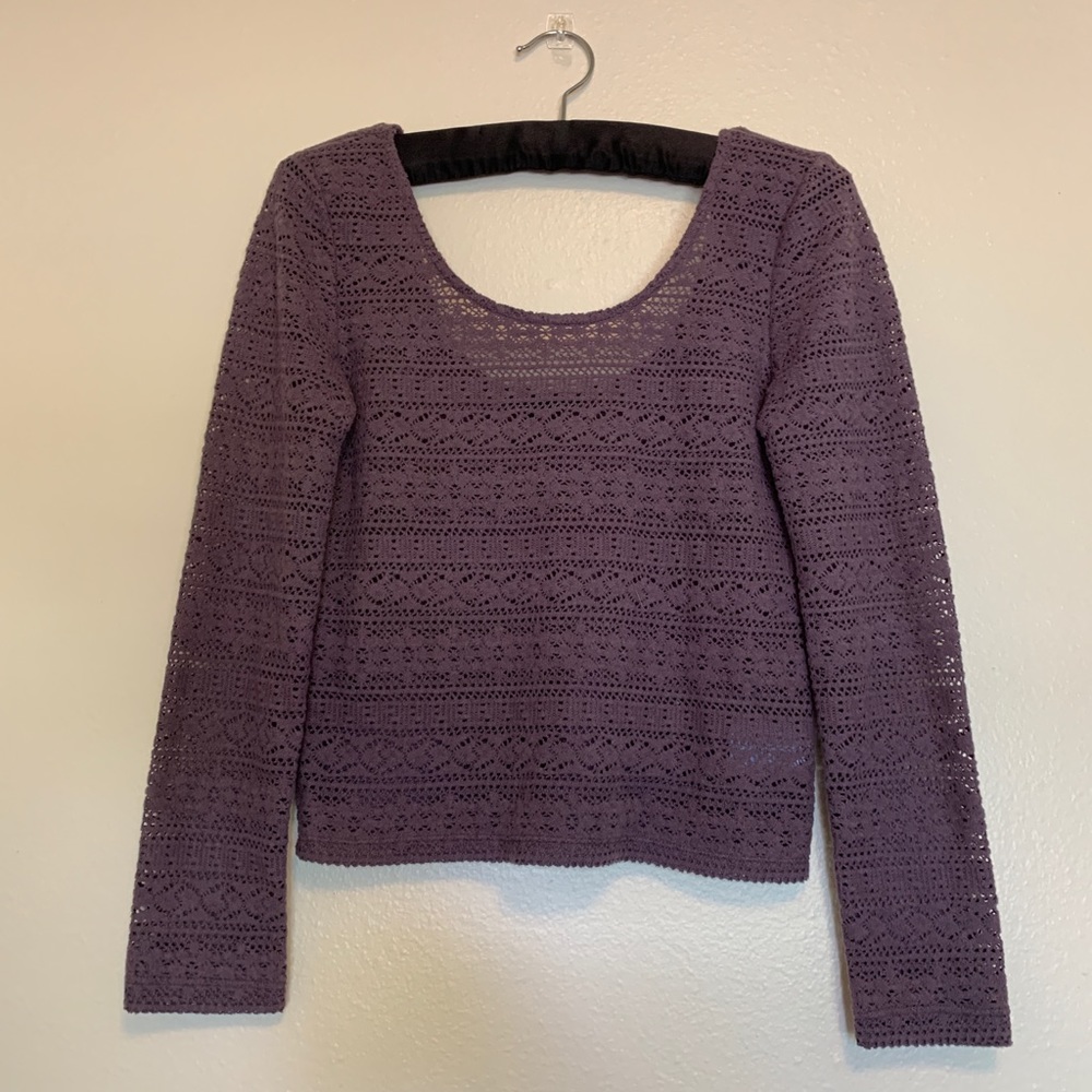 American Eagle Purple Cropped Longsleeve